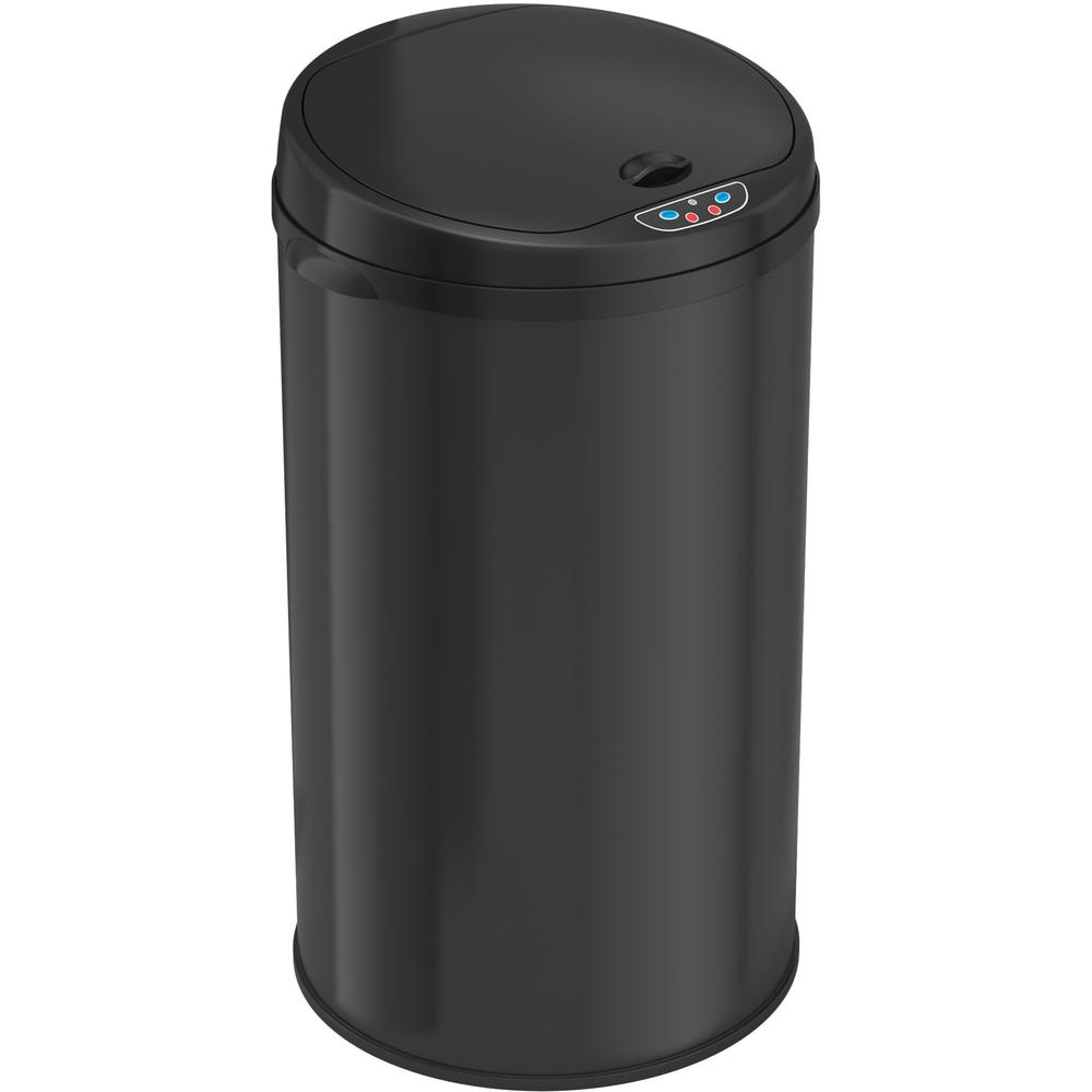 HLS Commercial 8-Gallon Sensor Trash Can - Hinged Lid - 8 gal Capacity - Round - Touchless - Sensor, Bacteria Resistant, Vented, Handle, Mobility, Fingerprint Resistant - 20.2" Height x 11.6" Width -