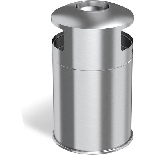 HLS Commercial 50-Gallon Dual Side-Entry Trash Can - 50 gal Capacity - Round - Durable, Compact, Smudge Resistant, Ash Pan, Fingerprint Proof - 40.2" Height x 21.7" Width x 21.7" Depth - Stainless Ste