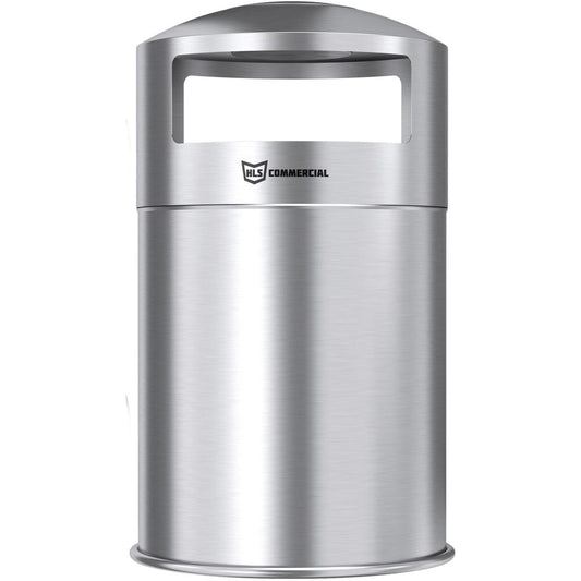 HLS Commercial 50-Gallon Dual Side-Entry Trash Can - 50 gal Capacity - Round - Durable, Compact, Smudge Resistant, Ash Pan, Water Resistant, Rust Resistant - 40.2" Height x 21.7" Width x 21.7" Depth -