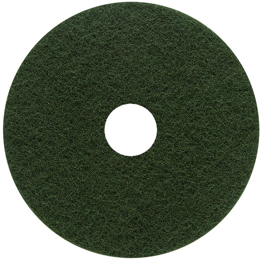 Genuine Joe Scrubbing Floor Pad - 5/Carton x 18" Diameter - Scrubbing - 175 rpm to 800 rpm Speed Supported - Heavy Duty, Long Lasting - Fiber - Green