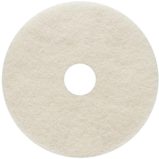 Genuine Joe Burnish Floor Pad - 5/Carton - Round x 17" Diameter - Burnishing - 1200 rpm to 3000 rpm Speed Supported - Fiber - Beige