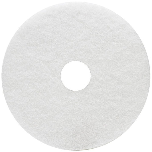 Genuine Joe Floor Cleaner Pad - 5/Carton - Round x 17" Diameter - Cleaning, Scrubbing - 350 rpm to 800 rpm Speed Supported - Resilient, Flexible - White