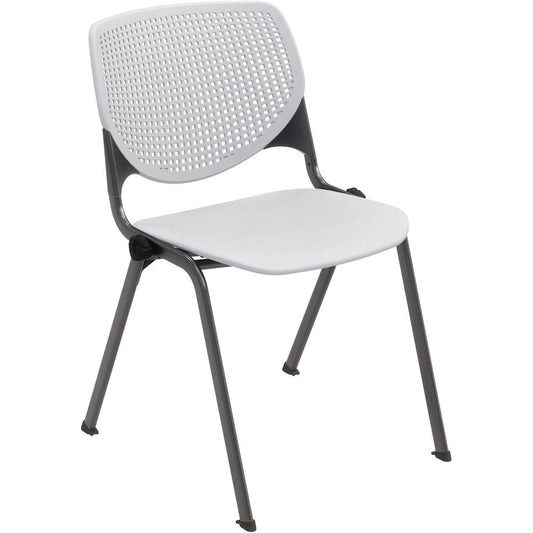 KFI Stacking Chair - Light Gray Polypropylene Seat - Light Gray Polypropylene Back - Steel Frame - Four-legged Base - 1 Each