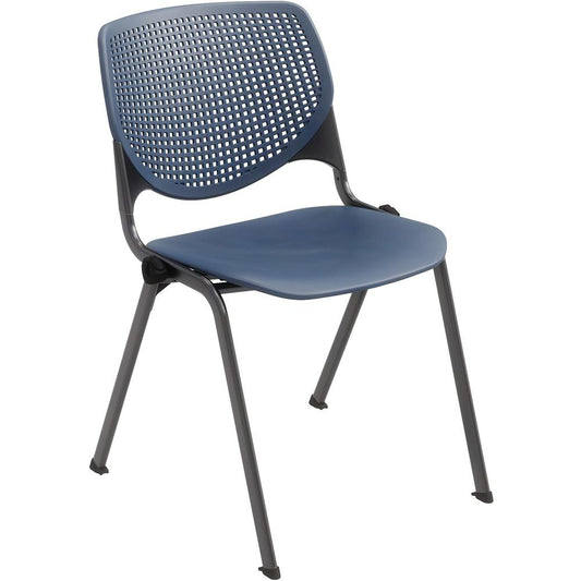 KFI Stacking Chair - Navy Polypropylene Seat - Navy Polypropylene Back - Steel Frame - Four-legged Base - 1 Each