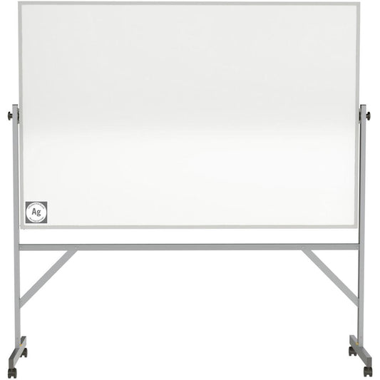 Ghent Hygienic Porcelain Mobile Whiteboard with Aluminum Frame - 72" (6 ft) Width x 48" (4 ft) Height - White Porcelain Surface - Aluminum Frame - Eraser Included - 1 Each