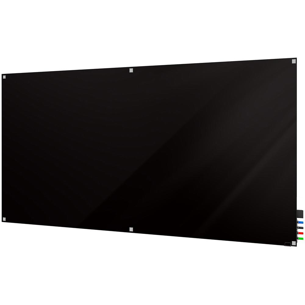 Ghent Harmony Dry Erase Board - 72" (6 ft) Width x 48" (4 ft) Height - Tempered Glass Surface - Black Back - Square - Magnetic - 1 Each