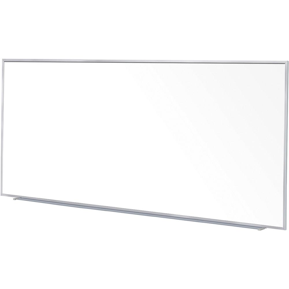 Ghent 5'H Projection Porcelain Whiteboard - 144" (12 ft) Width x 60" (5 ft) Height - White Porcelain Surface - Gray Satin Aluminum Frame - Magnetic - Eraser Included - 1 Each