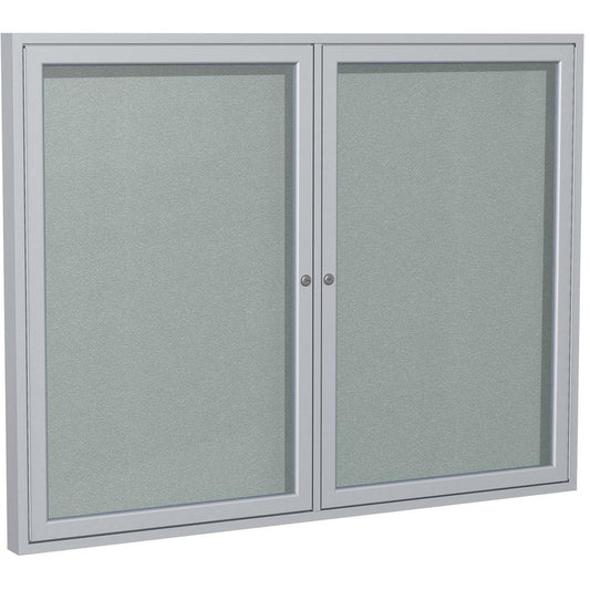 Ghent 48"x60" 2-Door Outdoor Enclosed Vinyl Bulletin Board, Shatter Resistant, with Lock, Satin Aluminum Frame - Silver (PA24860VX-193), Made in the USA