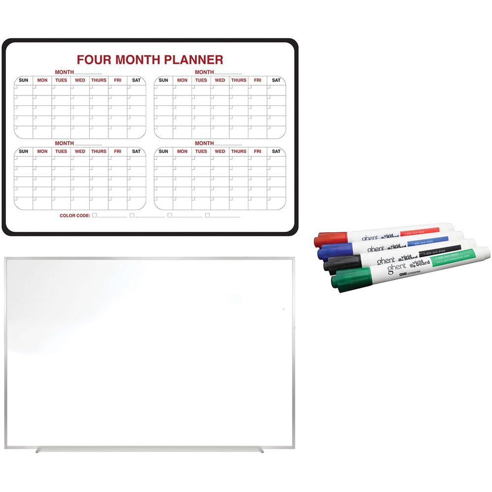 Ghent Dry Erase/Bulletin Board Kit - White, Assorted - 1 Each