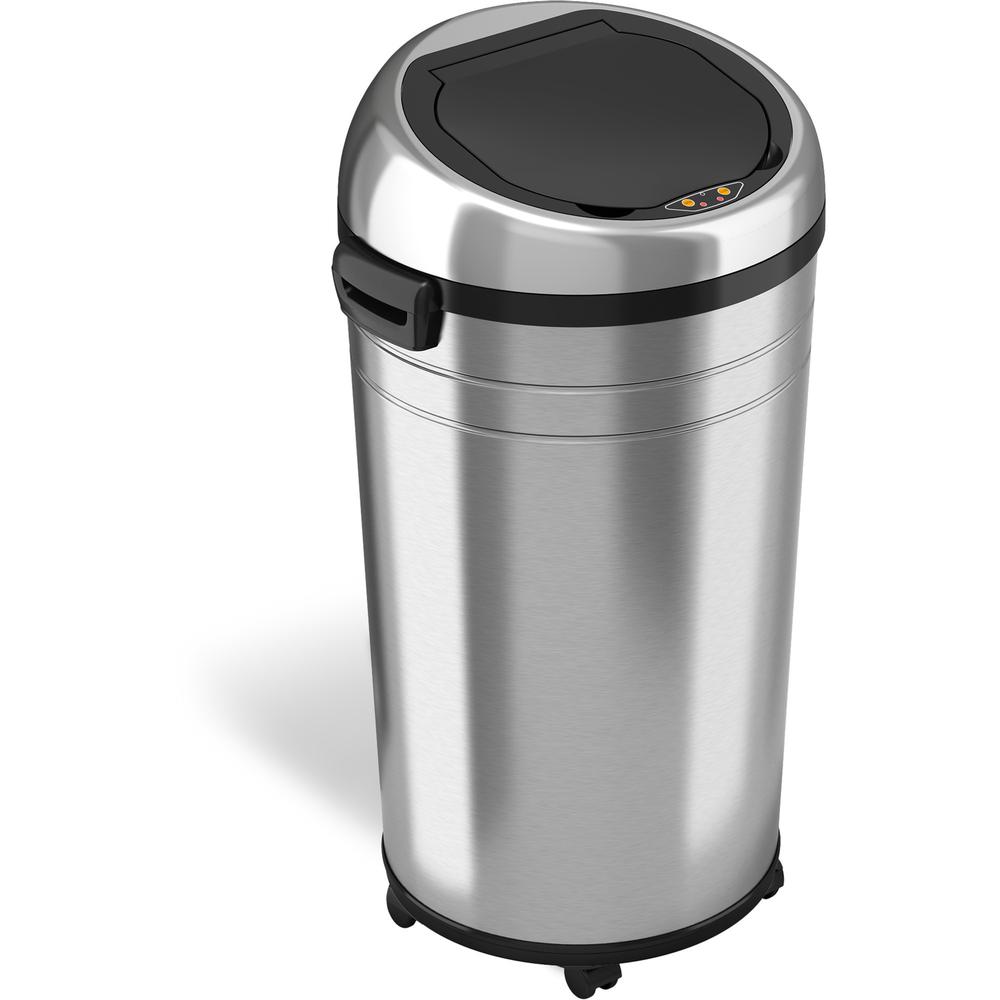 HLS Commercial XL Round Stainless Sensor Trash Can - 23 gal Capacity - Round - Touchless - Sensor, Bacteria Resistant, Caster, Mobility, Smudge Resistant, Easy to Clean, Vented - 32.6" Height x 17.5"