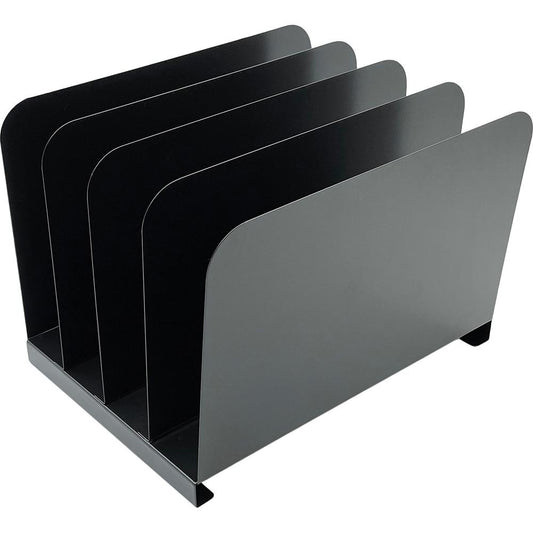 Huron Vertical Desk Organizer - 4 Compartment(s) - Vertical - 7.8" Height x 11" Width x 11" Depth - Durable - Black - Steel - 1 Each