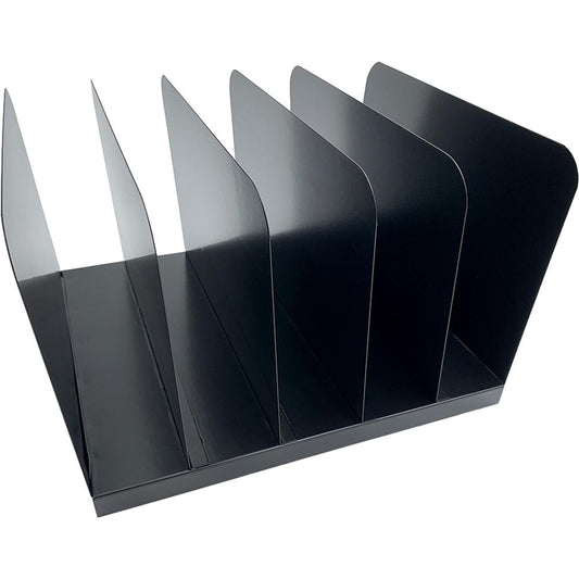 Huron Vertical Desk Organizer - 5 Compartment(s) - Vertical - 7.8" Height x 11" Width x 12.5" Depth - Durable - Black - Steel - 1 Each