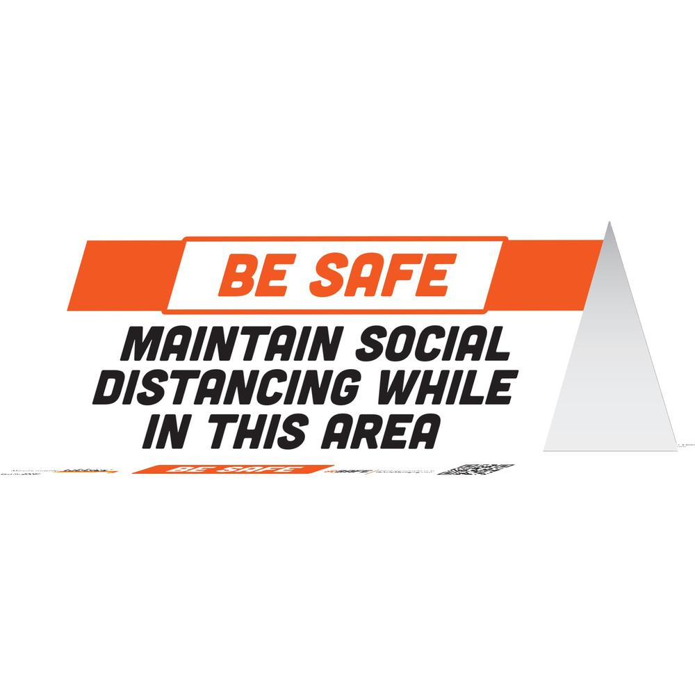 Tabbies SOCIAL DISTANCING AREA Message Table Tent - 10 / Carton - Maintain Social Distancing While In This Area Print/Message - 8" Width x 3.9" Height - Rectangular Shape - Self-adhesive, Tear Resista