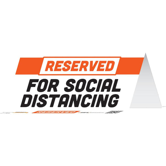 Tabbies RESERVED FOR SOCIAL DISTANCING Table Tents - 10 / Carton - Reserved Print/Message - 8" Width x 3.9" Height - Rectangular Shape - Self-adhesive, Tear Resistant, Reusable - Polyester - Orange, W