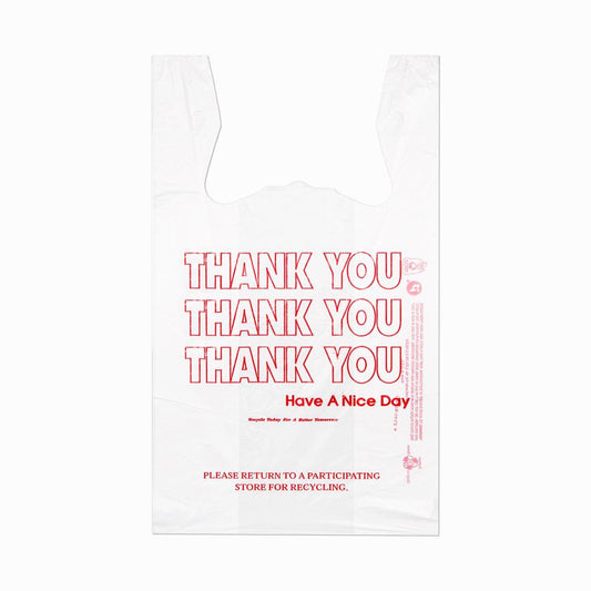 Inteplast T-Shirt Bags - 11.50" Width x 21" Length - 0.49 mil (13 Micron) Thickness - White - Plastic - 900/Carton - Shopping, Shirt