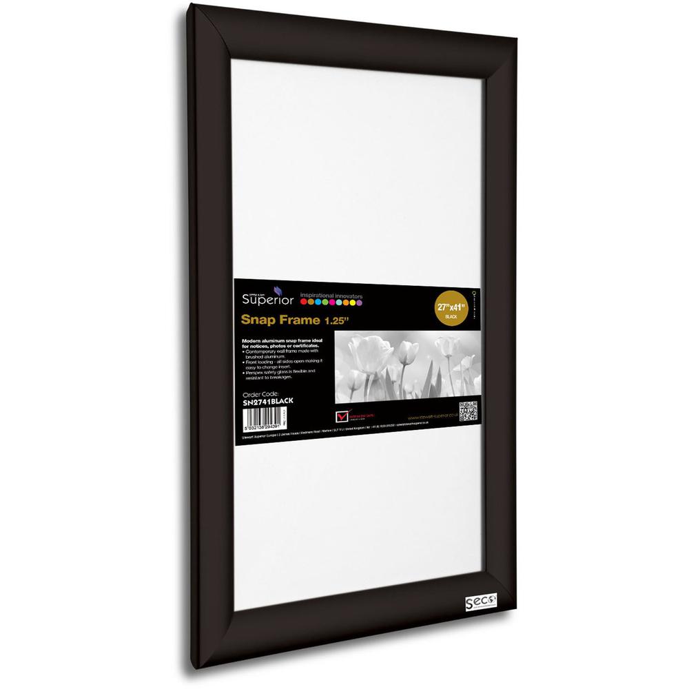 Seco Classic Snap Frame - 27" x 41" Frame Size - Rectangle - Black - 1 Each - Aluminum - Black