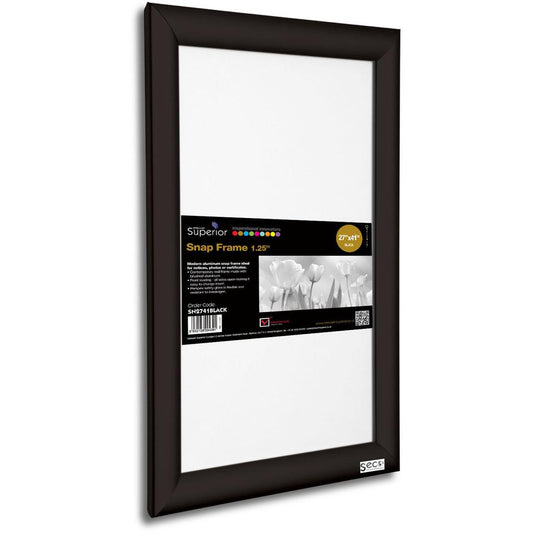 Seco Classic Snap Frame - 27" x 41" Frame Size - Rectangle - Black - 1 Each - Aluminum - Black