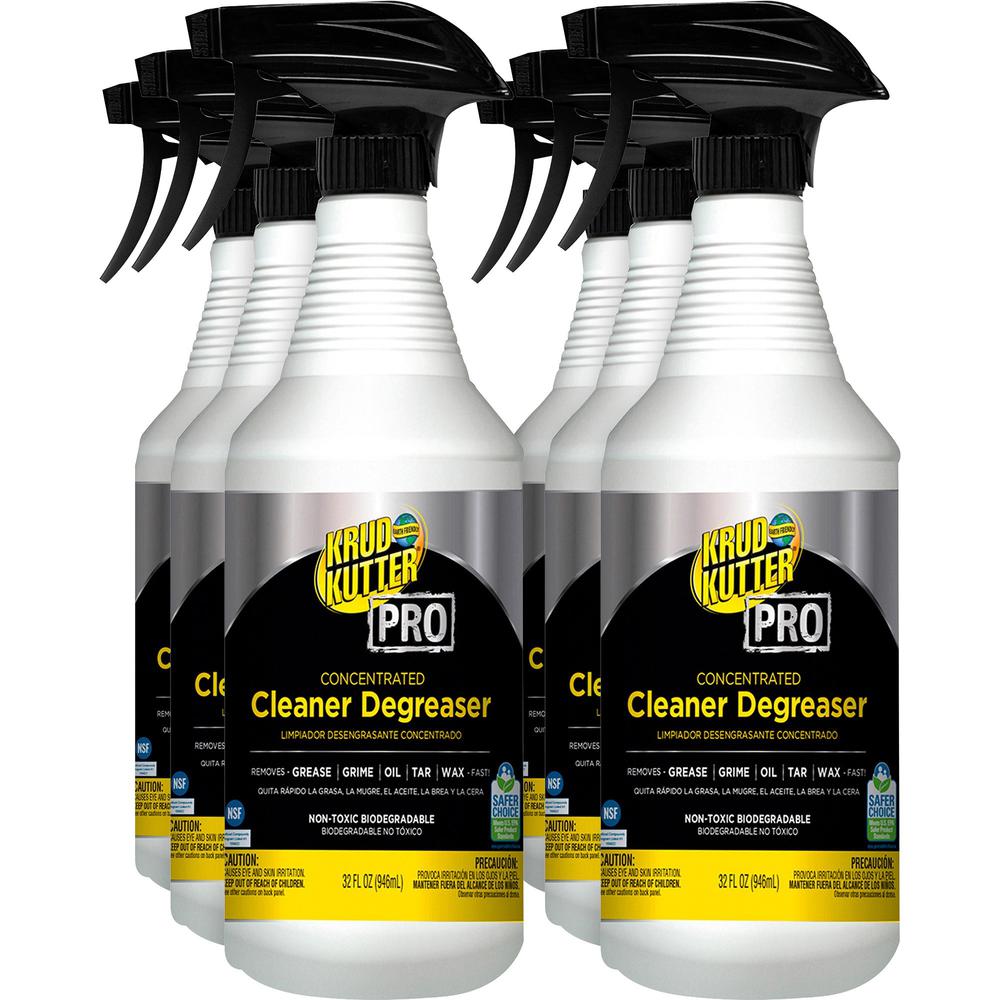 Krud Kutter PRO Cleaner Degreaser - Concentrate - 32 fl oz (1 quart) - 6 / Carton - Clear