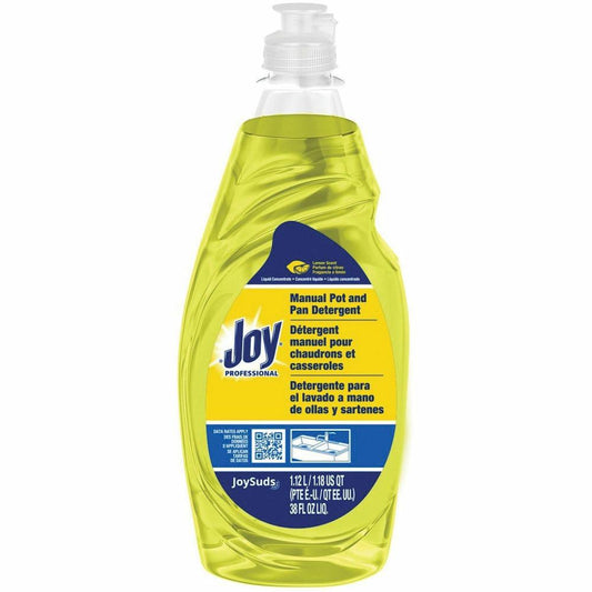 JoySuds Professional Dishwashing Detergent - Concentrate - 38 fl oz (1.2 quart) - Lemon Scent - 8 / Carton - Yellow