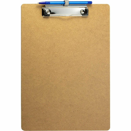 Officemate Low Profile Wood Letter Size Clipboard w Pen Holder / 6 Pack - 11" x 8 1/2" - Wood - Brown - 6 Pack