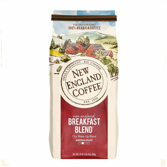 New England Coffee&reg; Ground Breakfast Blend Coffee - Medium - 24 oz - 4 / Carton