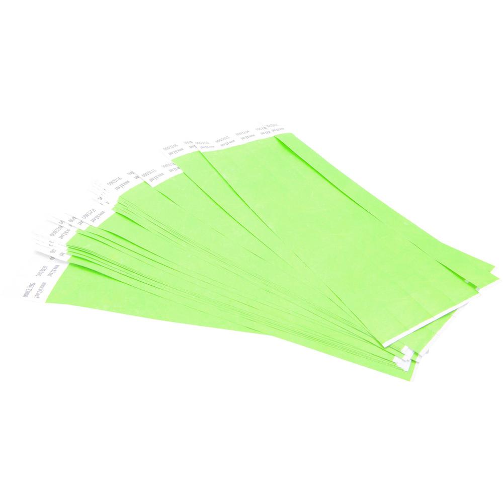 SICURIX Standard Dupont Tyvek Security Wristband - 100 / Pack - 0.8" Height x 10" Width Length - Neon Green - Tyvek