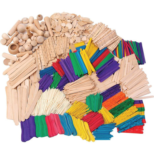 Creativity Street Wood Crafts Activities - Building Shapes - 2100 Piece(s) - 1 / Kit - Natural - Wood