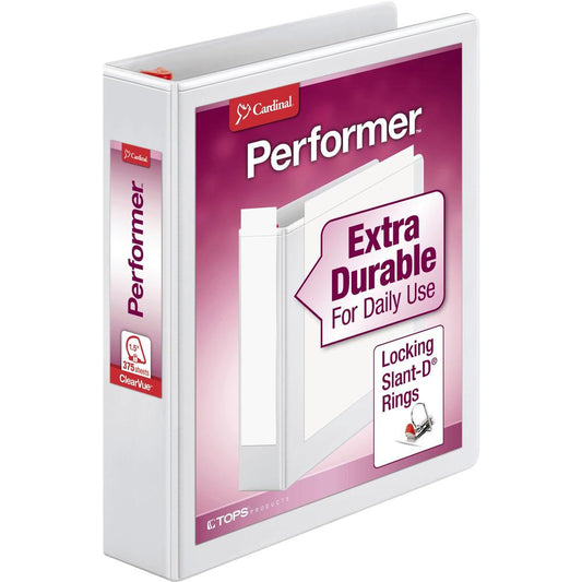 Cardinal Xtravalue Clearvue Locking D-Ring Binder - 1 1/2" Binder Capacity - Letter - 8 1/2" x 11" Sheet Size - 375 Sheet Capacity - 1 3/5" Spine Width - 3 x D-Ring Fastener(s) - 2 Inside Front & Back