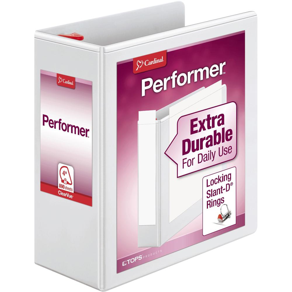 Cardinal Xtravalue Clearvue Locking D-Ring Binder - 4" Binder Capacity - Letter - 8 1/2" x 11" Sheet Size - 890 Sheet Capacity - 3 3/5" Spine Width - 3 x D-Ring Fastener(s) - 2 Inside Front & Back Poc