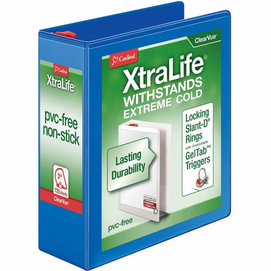 Cardinal Xtralife ClearVue Locking Slant-D Binders - 3" Binder Capacity - Letter - 8 1/2" x 11" Sheet Size - 725 Sheet Capacity - 2 29/32" Spine Width - 3 x D-Ring Fastener(s) - 2 Inside Front & Back