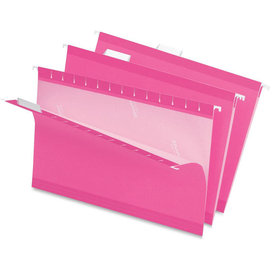 Pendaflex 1/5 Tab Cut Legal Recycled Hanging Folder - 8 1/2" x 14" - Pink - 10% Recycled - 25 / Box