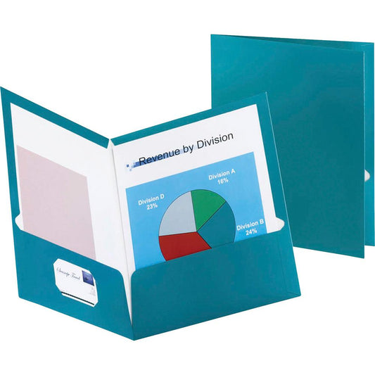 Oxford Letter Pocket Folder - 8 1/2" x 11" - 150 Sheet Capacity - 2 Internal Pocket(s) - Teal - 25 / Box