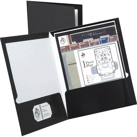 Oxford Letter Pocket Folder - 8 1/2" x 11" - 2 Pocket(s) - Black - 25 / Box