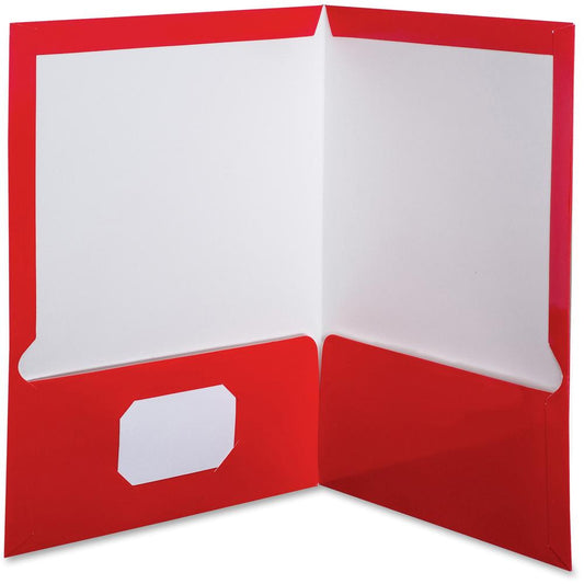 Oxford Letter Pocket Folder - 8 1/2" x 11" - 100 Sheet Capacity - 2 Pocket(s) - Red - 25 / Box