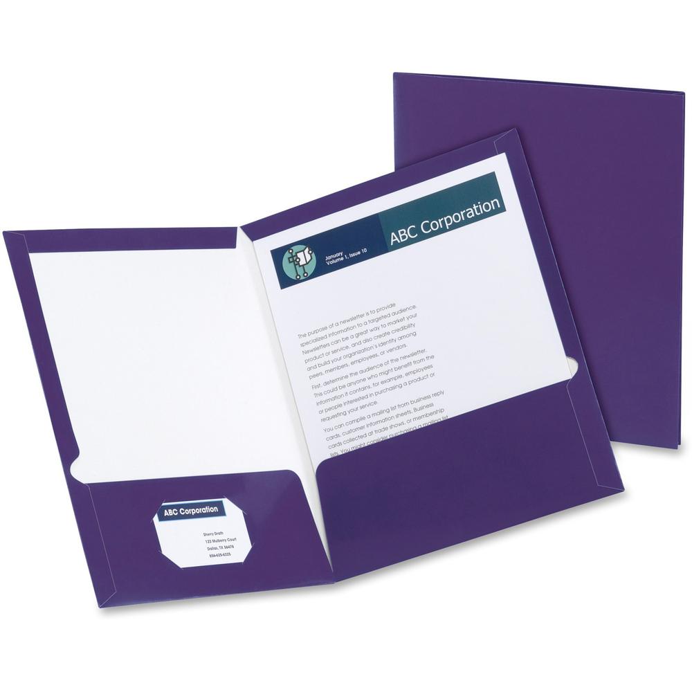 Oxford Letter Pocket Folder - 8 1/2" x 11" - 100 Sheet Capacity - 2 Pocket(s) - Purple - 25 / Box