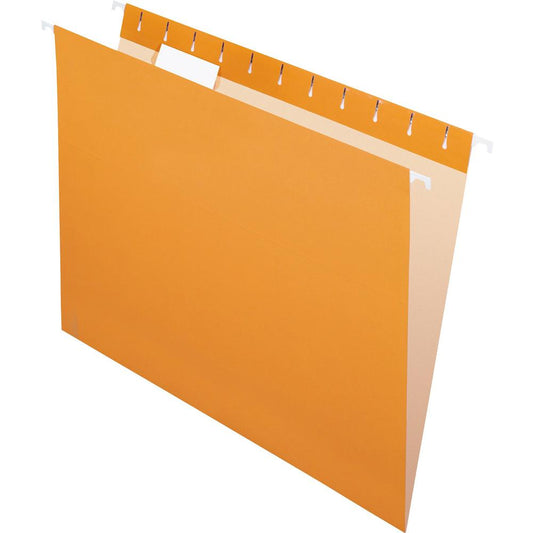 Pendaflex Essentials 1/5 Tab Cut Letter Recycled Hanging Folder - 8 1/2" x 11" - Orange - 100% Recycled - 25 / Box