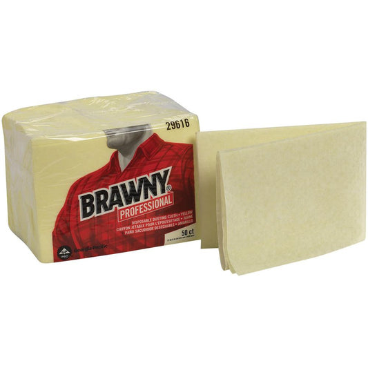 Brawny&reg; Professional Disposable Dusting Cloths - 24" Length x 17" Width - 50 / Pack - Yellow