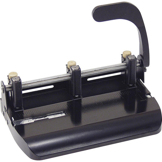 Officemate Heavy-Duty Hole Punch with Lever Handle - 3 Punch Head(s) - 32 Sheet of 20lb Paper - 9/32" Punch Size - Black