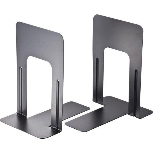 Officemate Nonskid Bookends - 9" Height x 5.9" Width x 8.2" DepthDesktop - Non-skid Base, Chip Resistant, Non-slip, Scratch Resistant - Enamel - Black - Steel - 2 / Pair