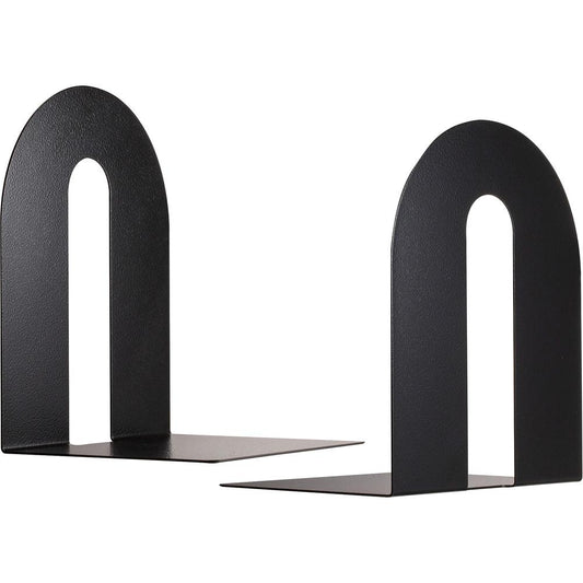 Officemate Heavy-Duty Bookends - 10" Height%Desktop - Non-skid Base, Chip Resistant, Non-slip, Scratch Resistant - Enamel - Black - Steel - 2 / Pair