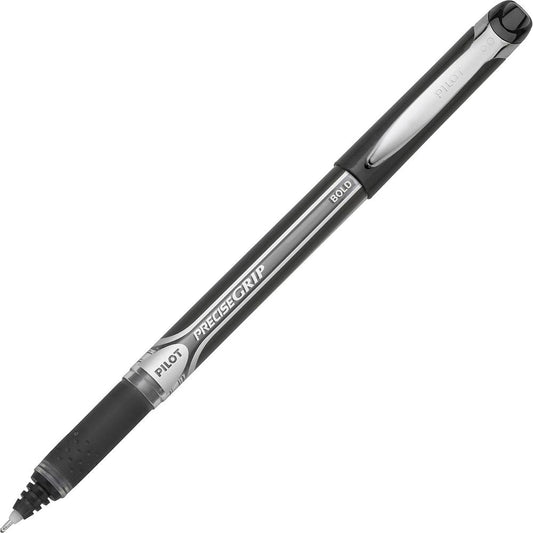 Pilot Precise Grip Bold Capped Rolling Ball Pens - Bold Pen Point - 1 mm Pen Point Size - Black - Black Barrel - 1 Dozen