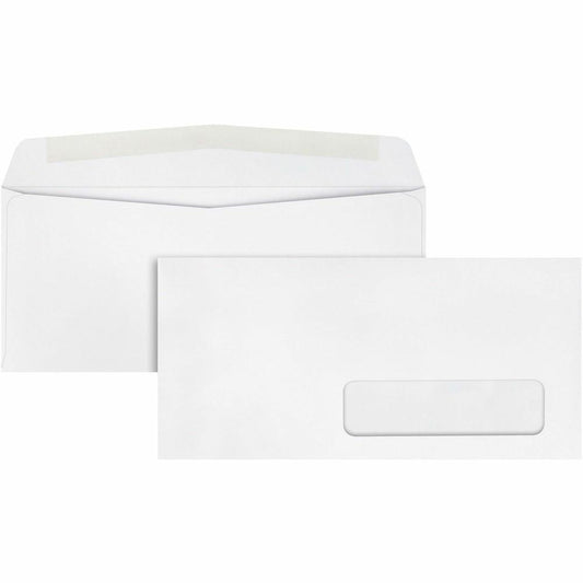 Quality Park No. 10 Single Right Window Envelopes - Single Window - #10 - 4 1/8" Width x 9 1/2" Length - 24 lb - Adhesive - Wove - 500 / Box - White