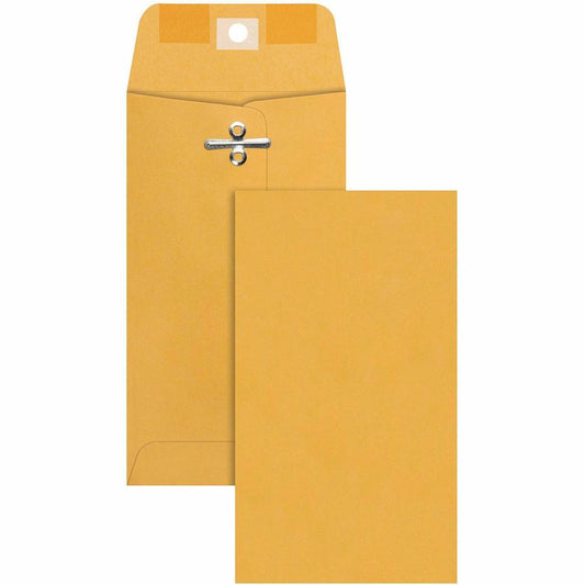 Quality Park 3-3/8 x 6 Clasp Envelopes - Clasp - 3 3/8" Width x 6" Length - 28 lb - Gummed - Kraft - 100 / Box - Brown