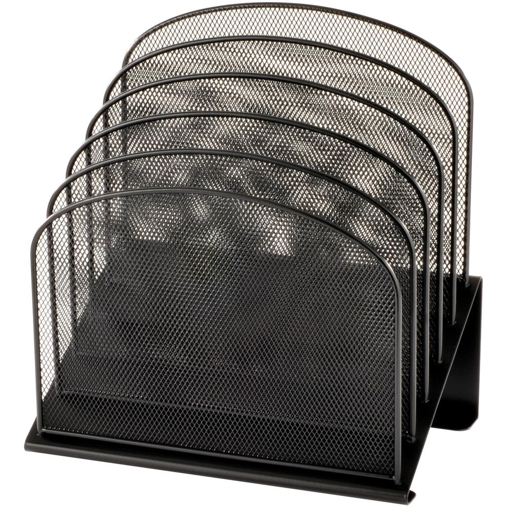 Safco Onyx Wire Mesh Desktop Organizer - 5 Compartment(s) - 1" - 12" Height x 11.3" Width x 7.3" DepthDesktop - Powder Coated - Black - Steel - 1 Each