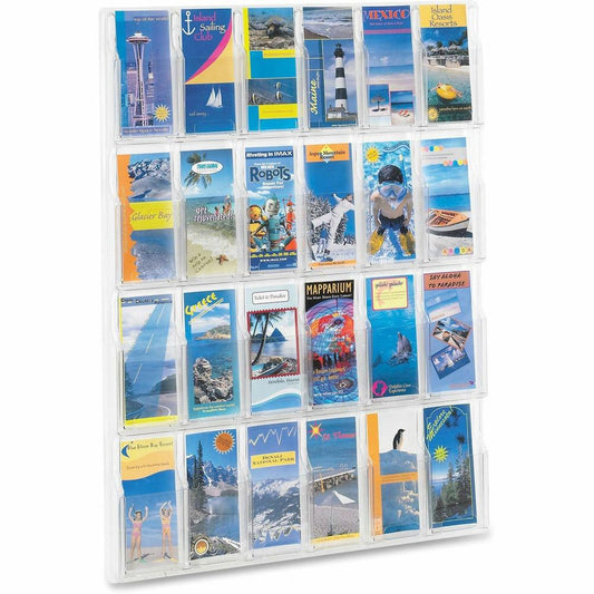 Safco 24-Pamphlet Display Rack - 24 Pocket(s) - 41" Height x 30" Width x 2" Depth - Break Resistant - Clear - Plastic - 1 Each