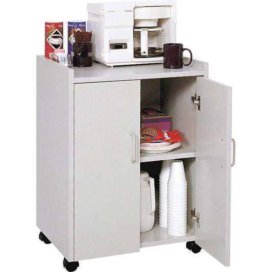 Safco Mobile Refreshment Utility Cart - 200 lb Capacity - 4 Casters - 2" Caster Size - Wood - x 18" Width x 23" Depth x 31" Height - Gray - 1 Each