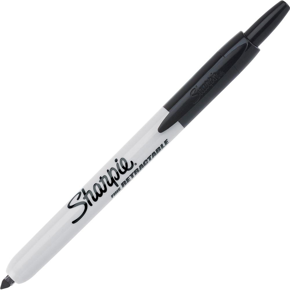 Sharpie Retractable Permanent Marker - Fine Marker Point - Retractable - Black - 1 Dozen