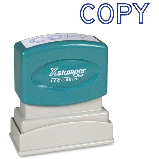 Xstamper COPY Title Stamp - Message Stamp - "COPY" - 0.50" Impression Width x 1.63" Impression Length - 100000 Impression(s) - Blue - Recycled - 1 Each