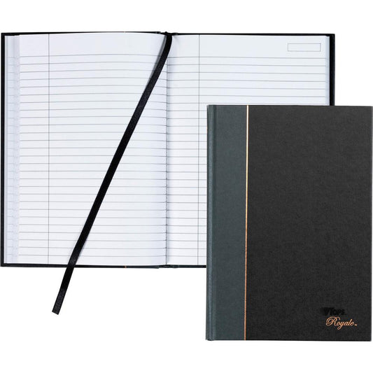 TOPS Royal Executive Business Notebooks - 96 Sheets - Spiral - 20 lb Basis Weight - 5 7/8" x 8 1/4" - White Paper - Gray Binding - Black, Gray Cover - Hard Cover, Ribbon Marker, Heavyweight, Index She