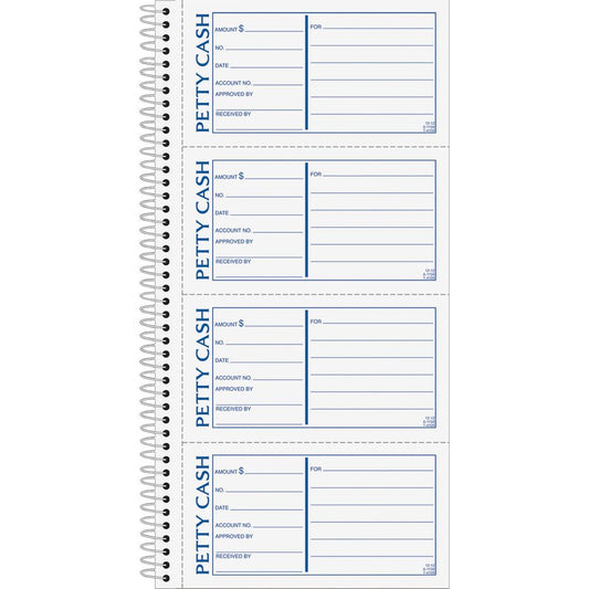 TOPS Duplicate Petty Cash Book - Wire Bound - 2 PartCarbonless Copy - 2.75" x 5" Form Size - 5.50" x 11" Sheet Size - White, Yellow - Blue, Red Print Color - 1 Each